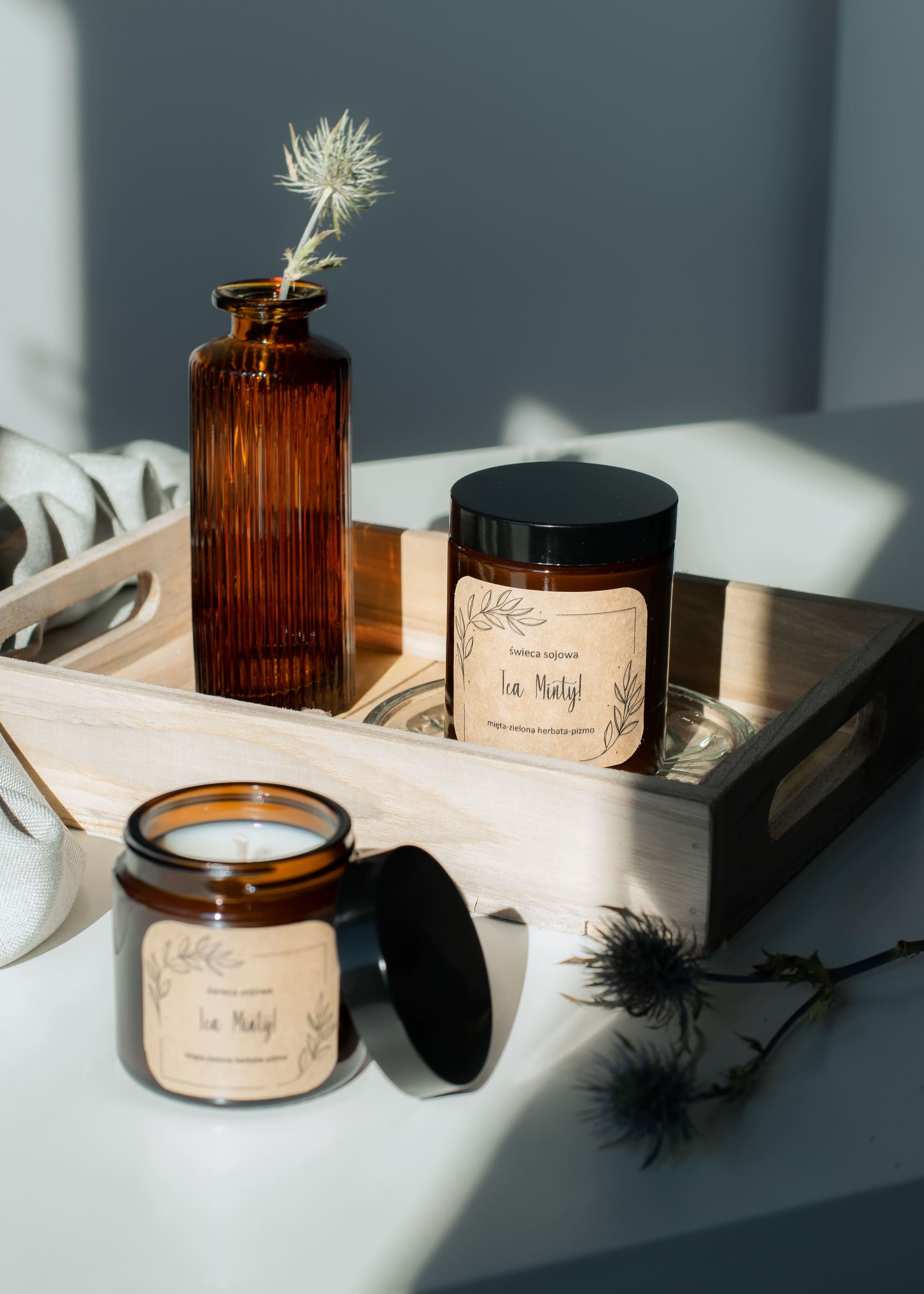 zapachowa świeca sojowa mięta zielona herbata